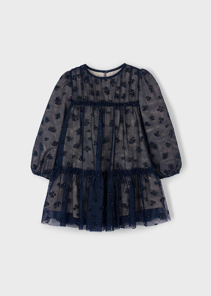 Vestito Tulle Fantasia Marino