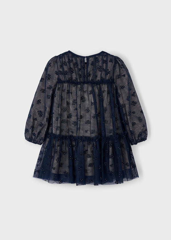 Vestito Tulle Fantasia Marino