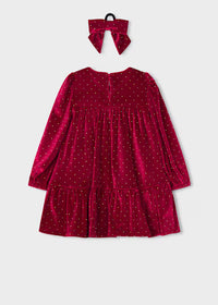 Vestito Velluto con Accessorio Rosso