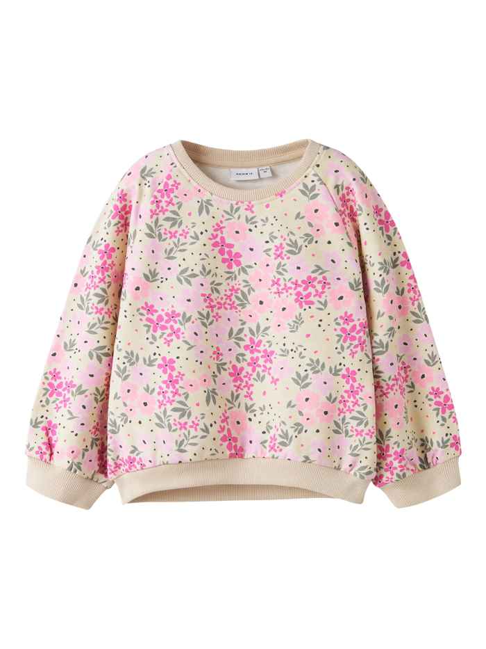 Felpa Bambina Beige Blooming Pink