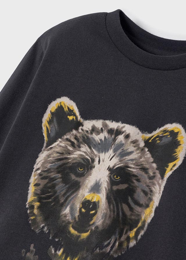 Maglietta Manica Lunga Orso Grigio
