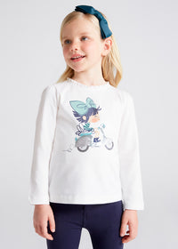 Maglietta Manica Lunga Con Bimba in Moto Beige