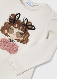 Shirt Manica Lunga Con Bimba Rosa