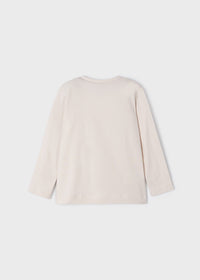 Maglietta Manica Lunga Con Scritta Beige