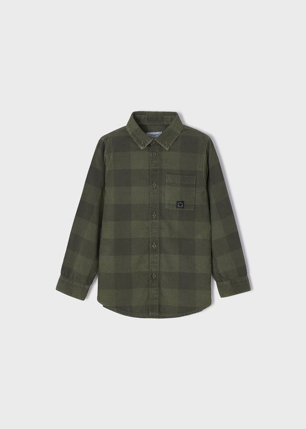 Camicia Manica Lunga Quadri Verde