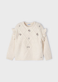 Maglioncino Jersey Ricamato Beige