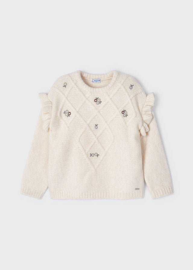 Maglioncino Jersey Ricamato Beige