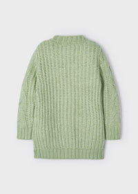 Cardigan Lungo Tricot Intrecciato Verde