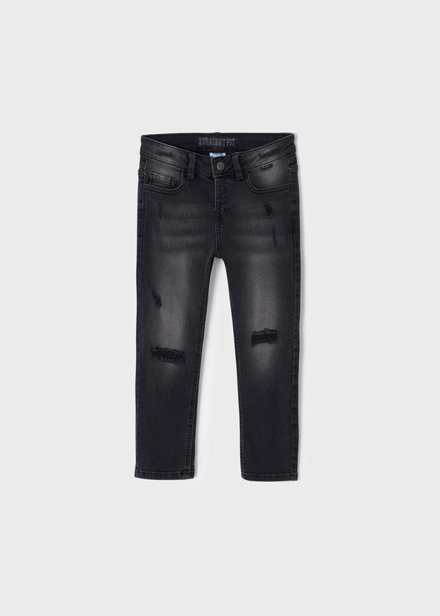 Pantalone Denim Rotto Straigh Nero