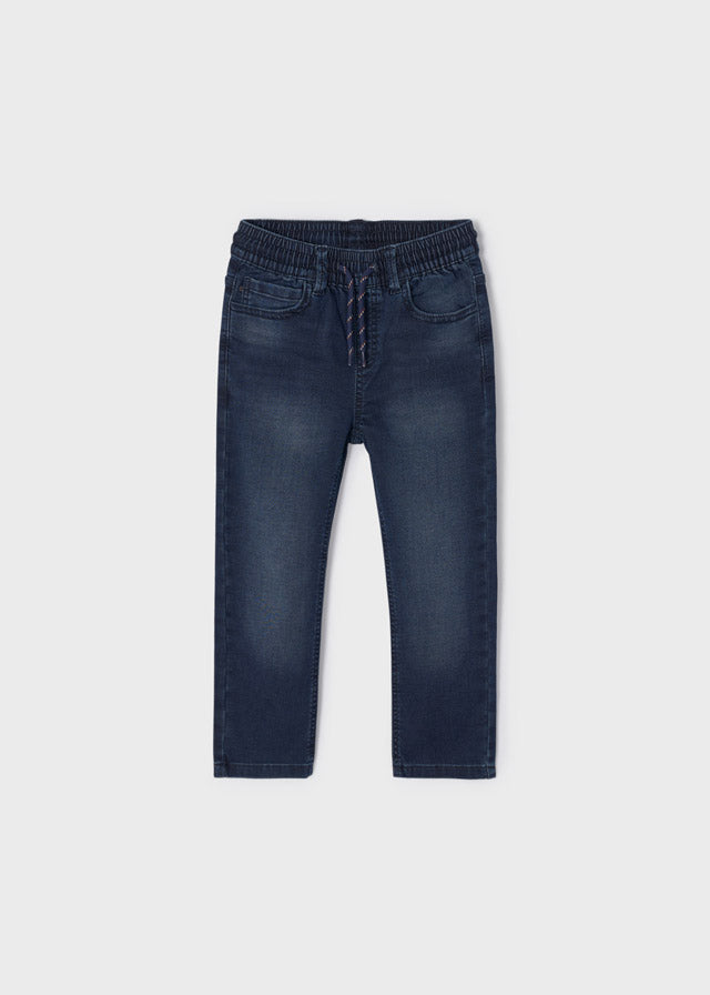 Pantalone Soft Denim Jogger Blu