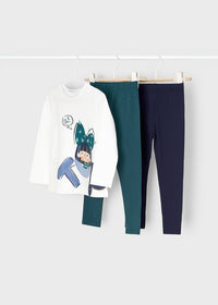 Compl. Leggings + T-Shirt Manica Lunga Blu