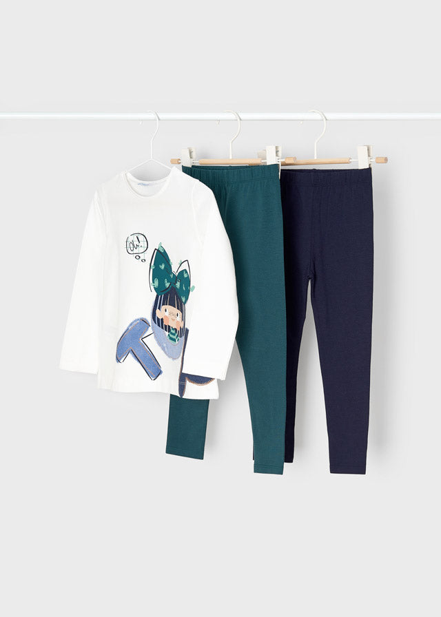 Compl. Leggings + T-Shirt Manica Lunga Blu