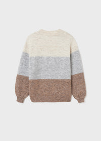 Maglione a Fascie Marroni Grigio e Panna