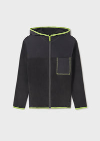 Felpa Pile Grigia Con Contrasti Lime