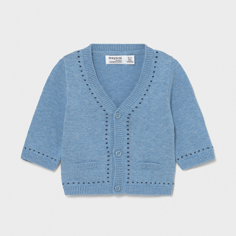 Cardigan Azzurro Con Collo A V