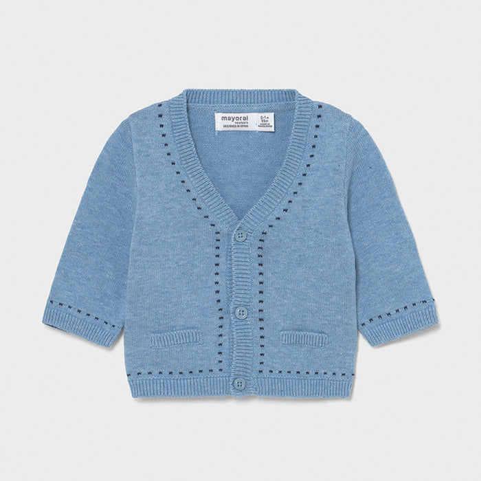 Cardigan Azzurro Con Collo A V