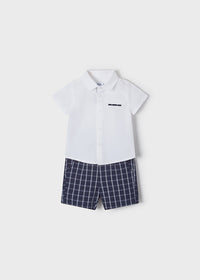 Completo Camicia + Bermuda Blu Lino