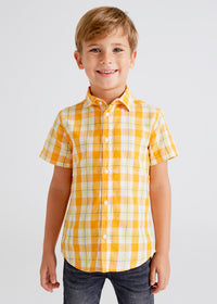 Camicia in Lino con Quadri Gialli