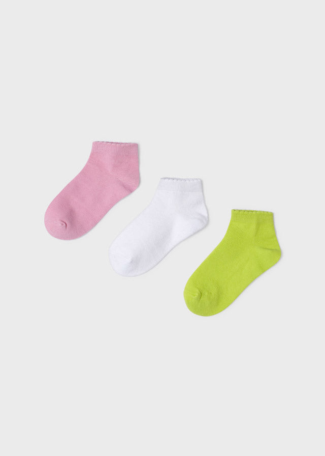 Set 3 Calzini Bianco-Rosa-Verde