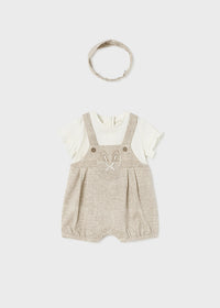 Tutina Salopette Corta Fascia Beige
