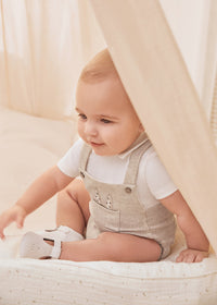 Tutina Salopette Corto E Cappello Beige