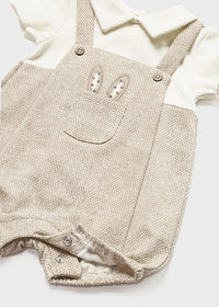 Tutina Salopette Corto E Cappello Beige