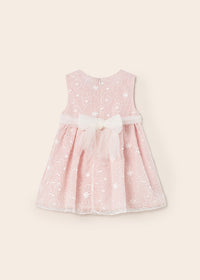 Vestito Organza Ricamato Rosa