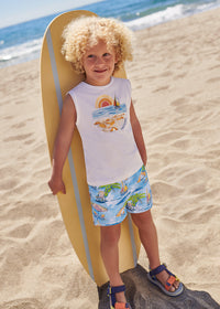 Costume Bermuda Stampato Onda