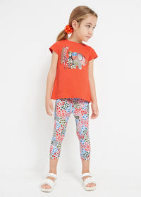 Comp.Leggings Stampato Arancia