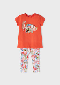 Comp.Leggings Stampato Arancia