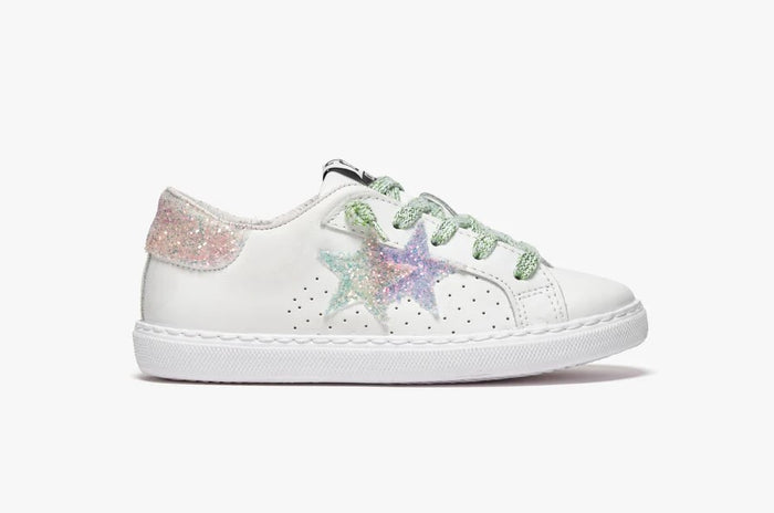 Sneaker Bassa Bianco/Glitter Verde Multi