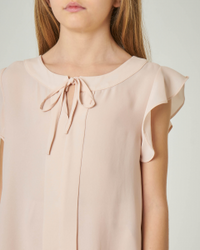 Camicia Rosa Con Maniche Ad Aletta E Laccio