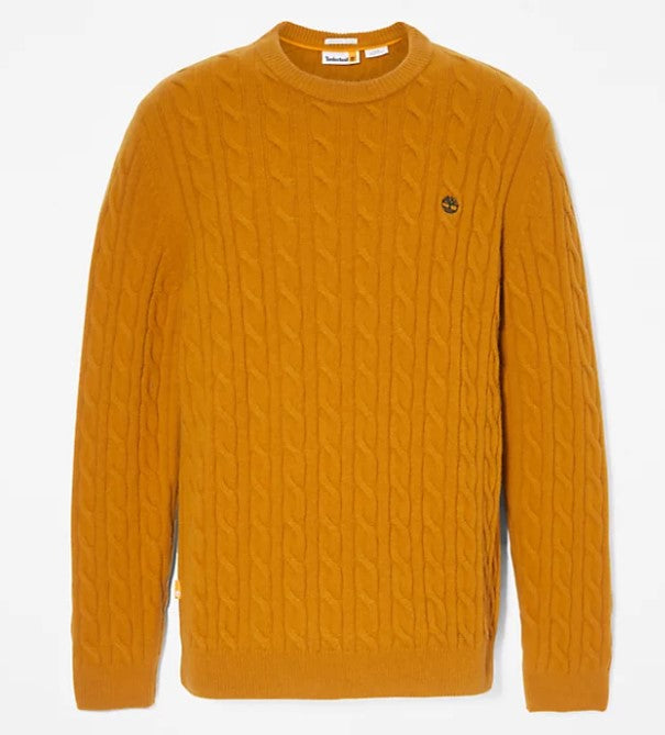 Maglione Giocollo a Trecce in Arancio