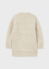 Cardigan Lungo Tricot Intrecciato Beige