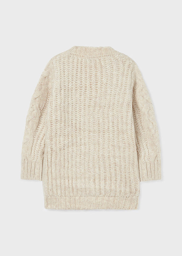 Cardigan Lungo Tricot Intrecciato Beige