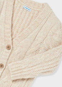 Cardigan Lungo Tricot Intrecciato Beige