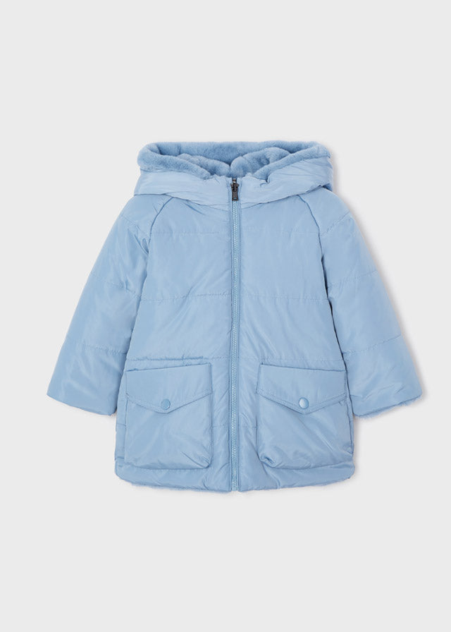 Giaccone Reversibile Peloso Azzurro