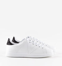 Sneaker Tennis In pelle e Glitter Nero