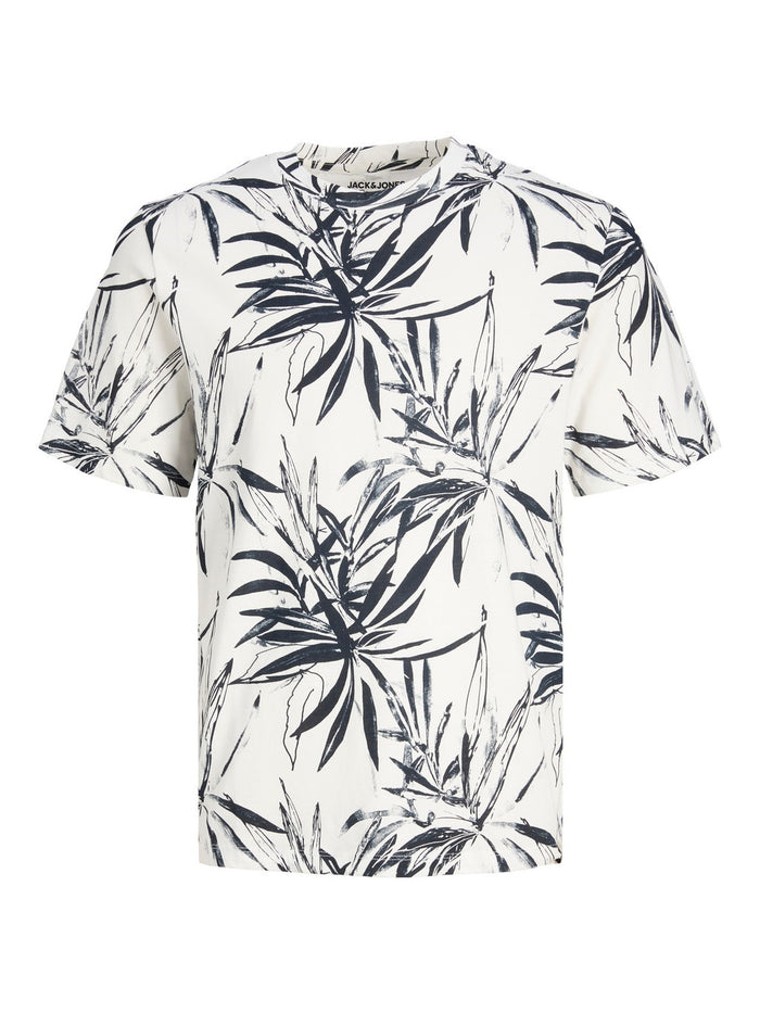 T-Shirt Bianca Con Stampa Blu