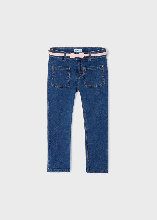 Pantalone Lungo Jeans a Zampa Con Cintura