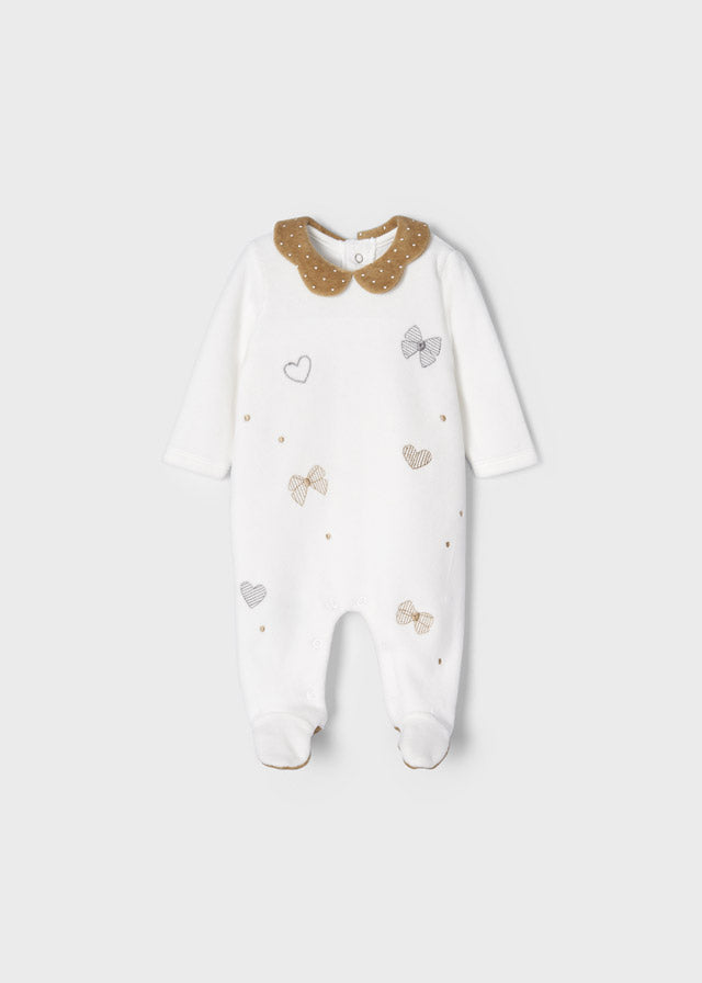 Pagliaccetto Ciniglia Ricamo Beige