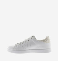 Sneakers Tennis Pelle Bianca E Glitter